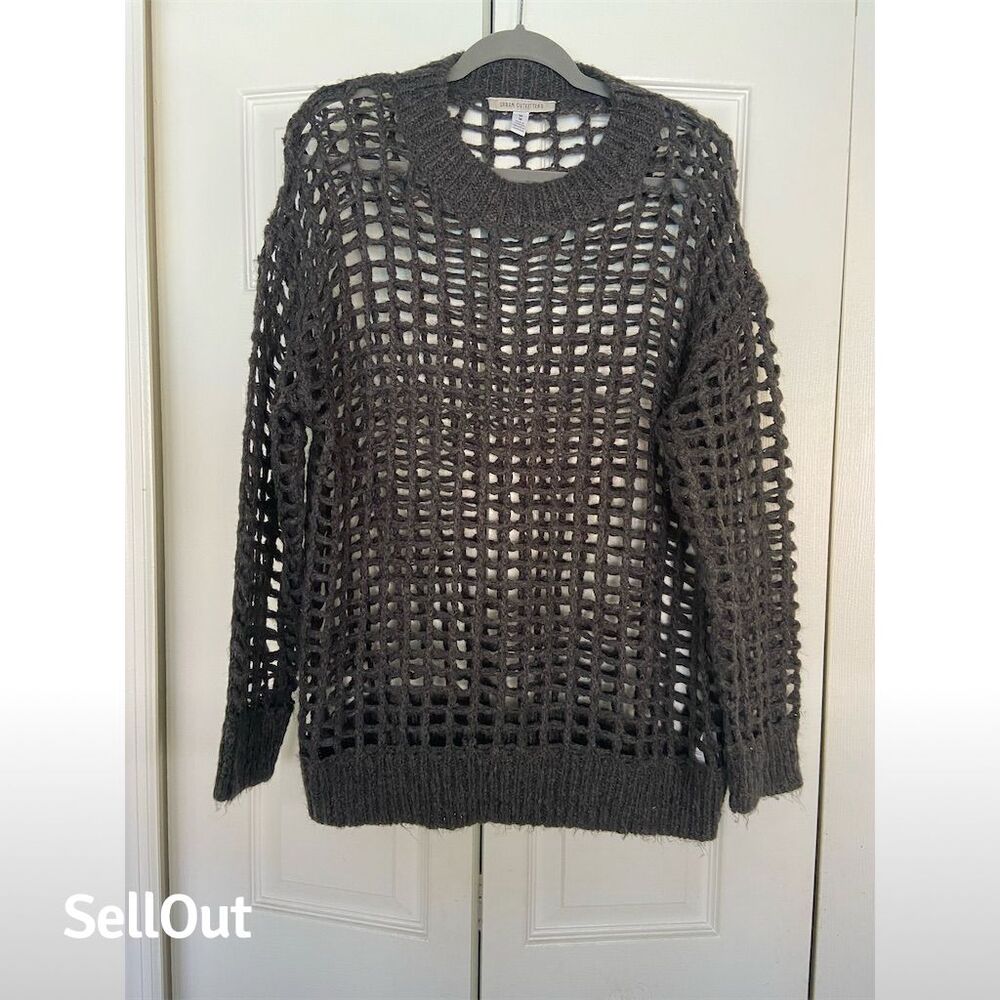 Urban Outfitters Women's Open-Knit Pullover Sweater Gray Size M Standard